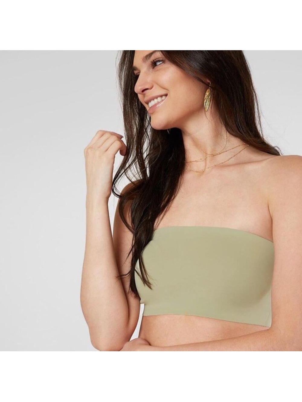Free People Olive Green Strapless Bandeau